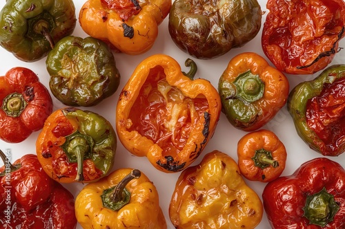 Tasty grilled peppers displ...