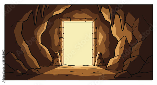 Exploring Light Doorway Inside The Cave