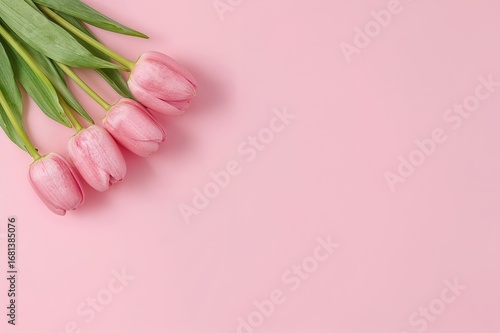 Bright pink tulips against ...