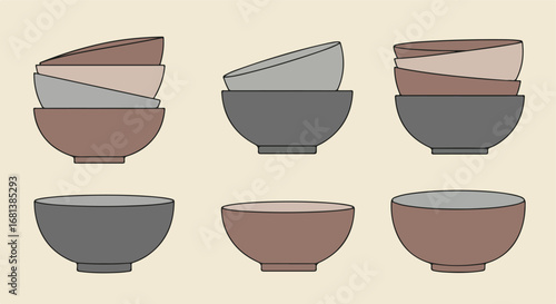 Bowls Arranged Creatively on Background