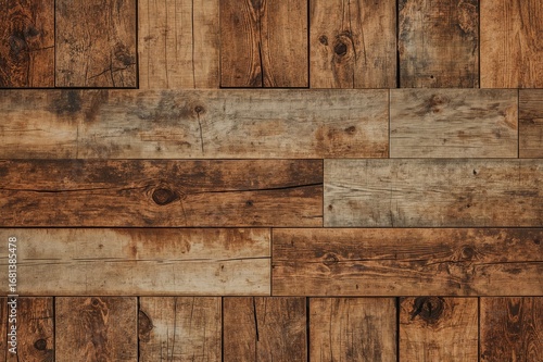 Aged wooden boards on wall ...