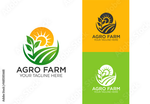 Agriculture logo and agro farm green logo template vector design