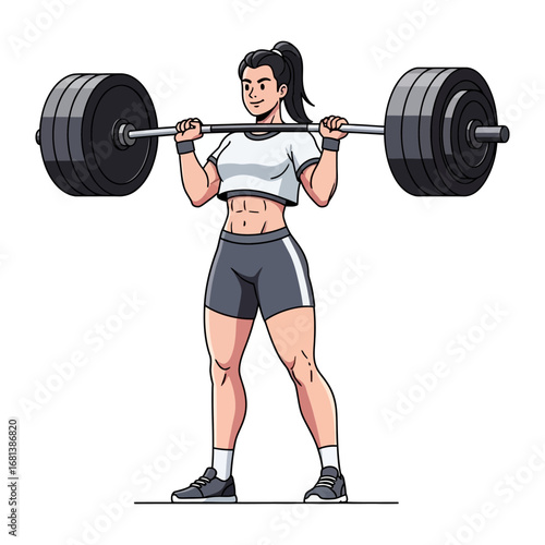 Strength in Action: A determined woman, symbolizing strength and dedication, lifts a heavy barbell, showcasing her fitness journey and commitment to a healthy lifestyle.