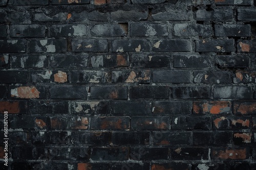 Worn dark brick surface wit...