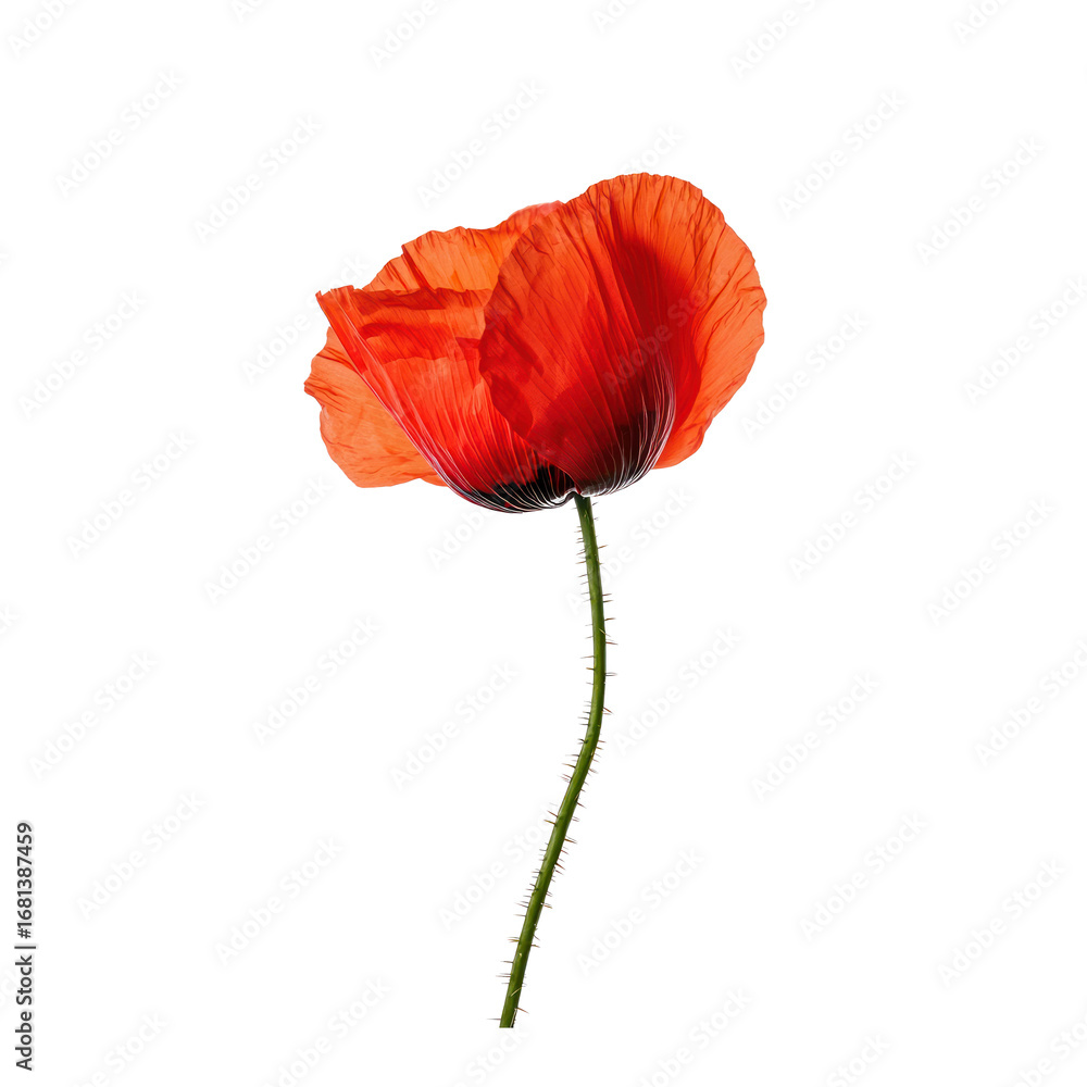 Naklejka premium A vibrant red poppy flower isolated on a transparent background