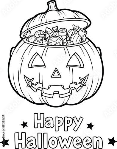 Halloween pumpkin coloring page for kids printable free download vector