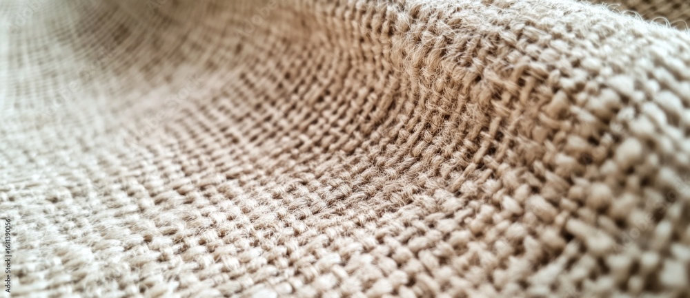 Fototapeta premium Close-up view of textured brown fabric surface