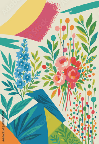 Folk art inspired Persian Vector Carpet with modern Pattern in high definition isolated on white canvas with trending colors
