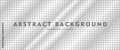 Premium background design with white grey dot pattern. Abstract halftone silver horizontal vector template for cover design, business banner, brochure, prestigious voucher, luxe invite.