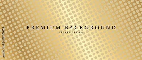 Gold premium background design with golden dot pattern. Abstract halftone horizontal vector template for cover design, business banner, brochure, prestigious voucher, luxe invite.