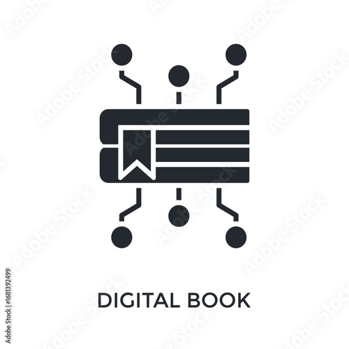 Digital Book Icon Glyph Style. Vector Illustration For Graphic Design