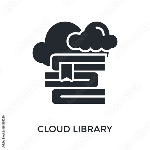Cloud Library Icon Glyph Style. Vector Illustration For Graphic Design