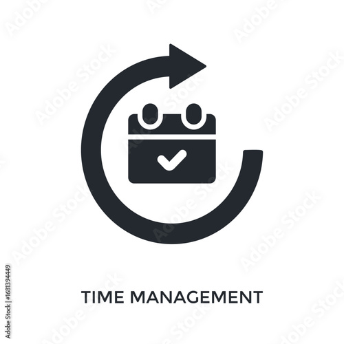 Time Management Icon Glyph Style. Vector Illustration For Graphic Design