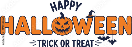 Happy halloween trick or treat pumpkin bats vector illustration vector