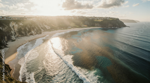 Serene Coastal Scene with Waves on a Sandy Beach