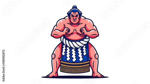 Sumo Wrestler Illustration: A formidable sumo wrestler, rendered in a vibrant and dynamic illustration.