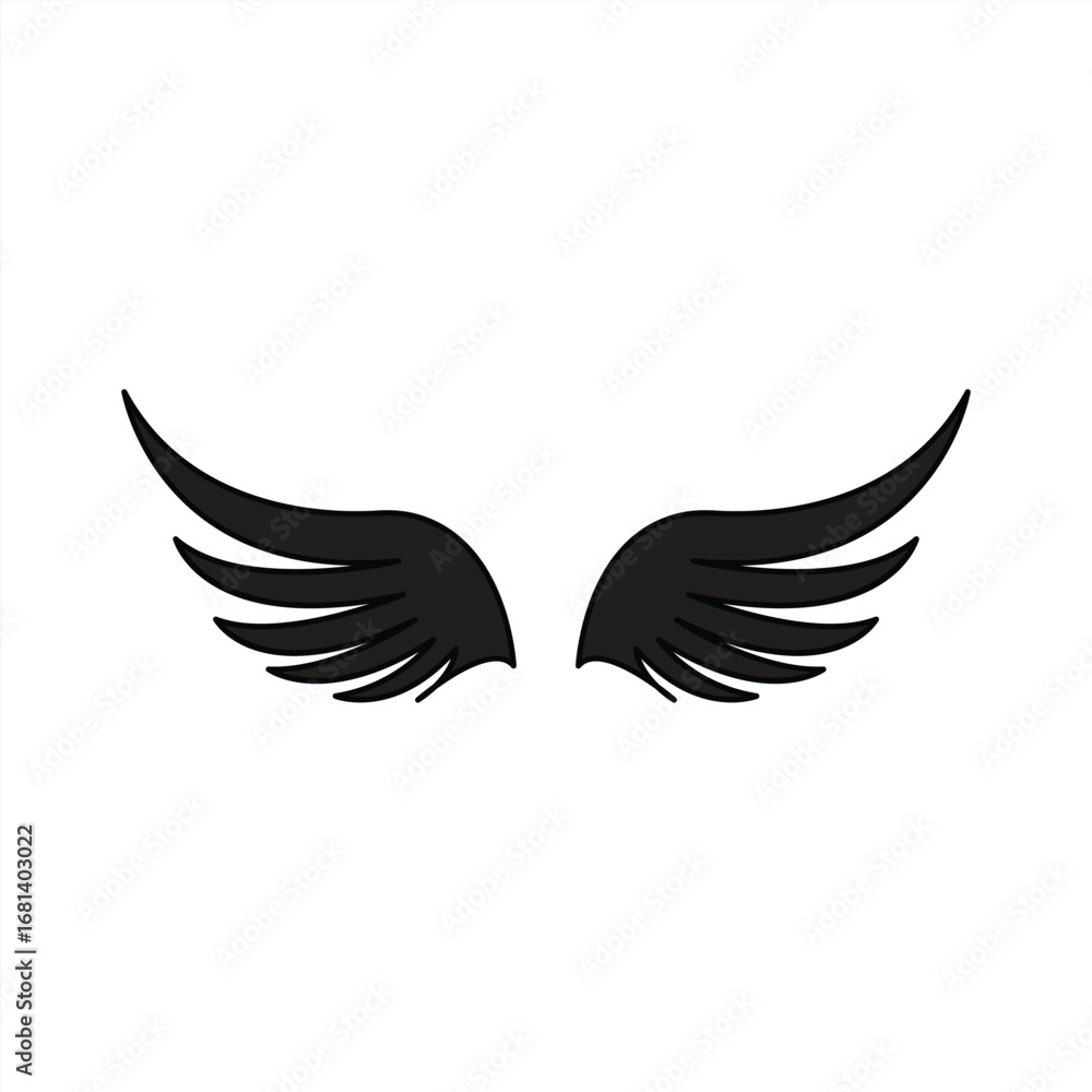 Obraz premium wing icon with simple design, isolated on white background, vector illustration