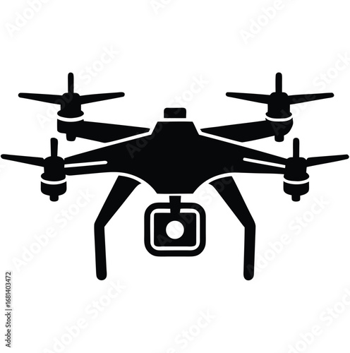 Silhouette of a modern quadcopter drone with a camera mounted underneath