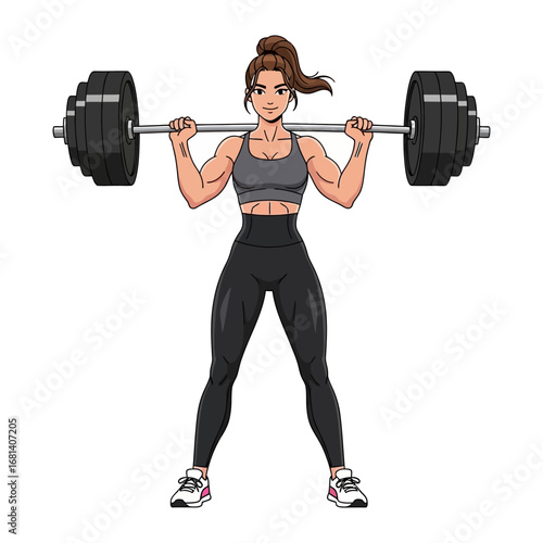 Empowered Squat: A determined figure showcases peak fitness, powerfully squatting with a loaded barbell in a display of strength, discipline, and fitness