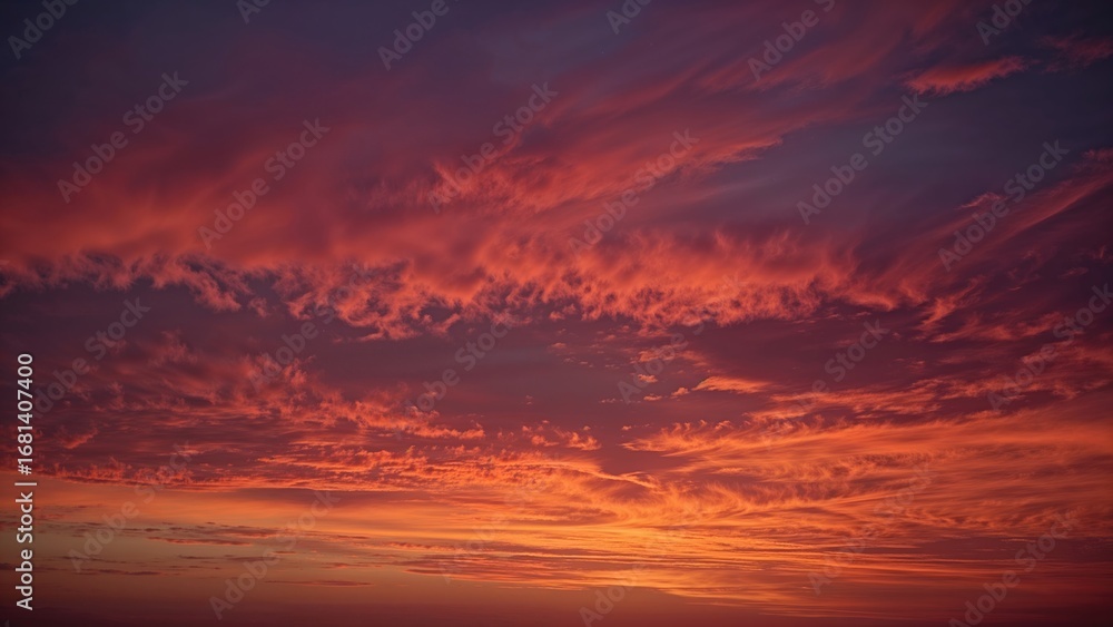 Fototapeta premium Intense scarlet, tangerine, and mauve cloudscape