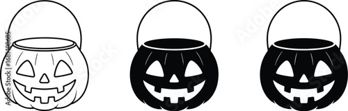 Halloween pumpkin bucket vector illustration for trick or treat
