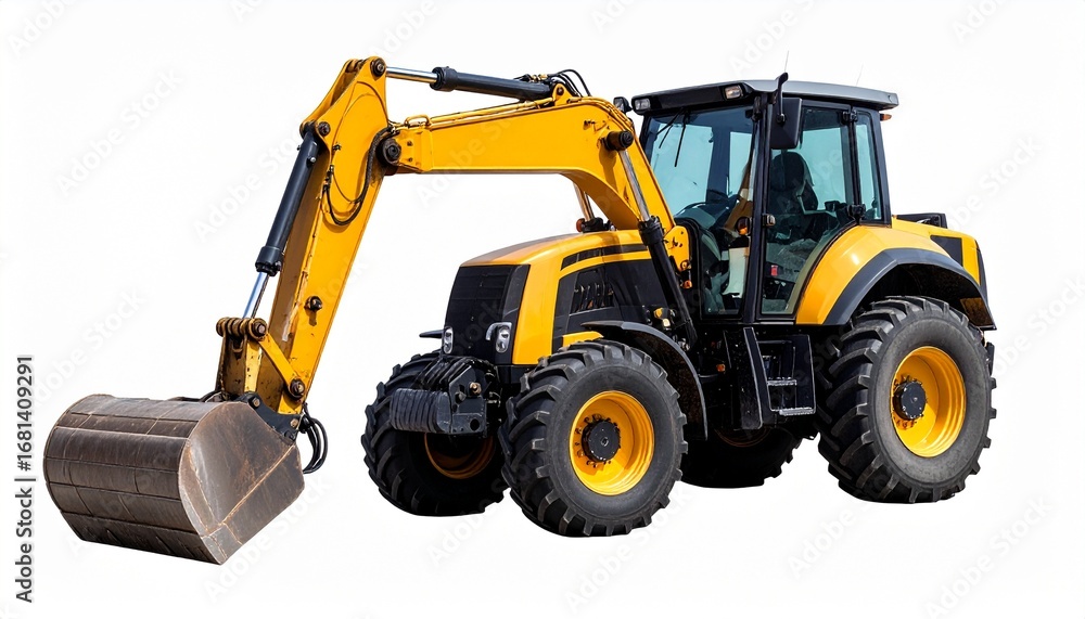 Fototapeta premium ractor excavator on white background isolate. Agricultural machinery for constructio