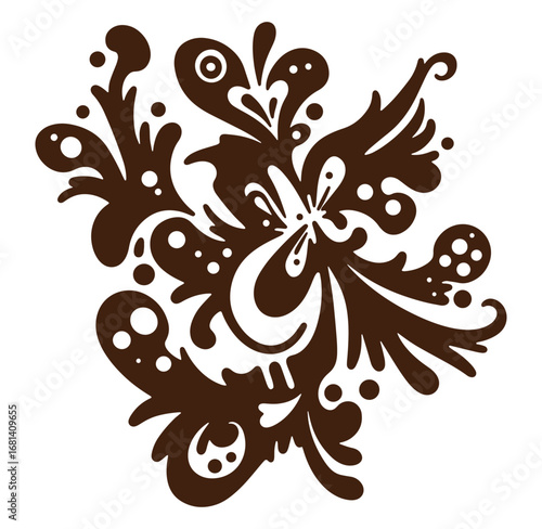 Abstract brown floral design featuring ornamental vector illustration for decorative purposes