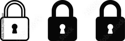 Three padlocks symbolizing security and protection on white
