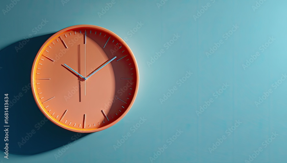 custom made wallpaper toronto digitalOrange clock on a teal wall
