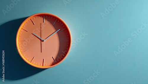 Wallpaper Mural Orange clock on a teal wall Torontodigital.ca