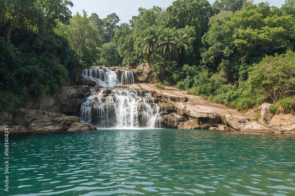 Obraz premium Scenic Cascade at Chrork La Eang Location