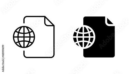 Globe and file icon stock illustration