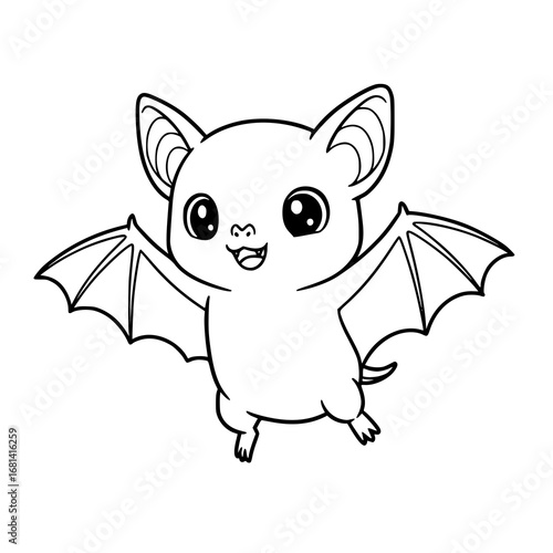 Cute Cartoon Bat Line Art