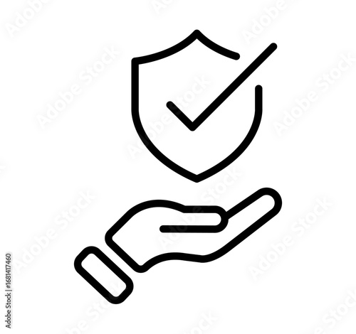 Secure and hand icon