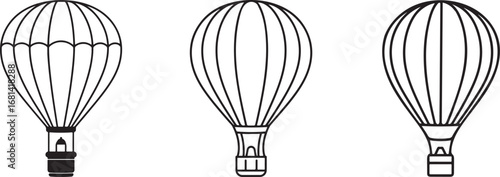 hot air balloon silhouette on white background