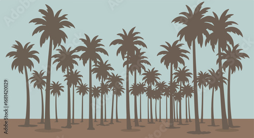 Palm Trees Silhouette on tropical Beach Background