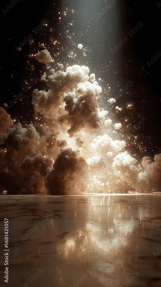 Obraz premium Abstract Cloud Explosion on Marble Floor