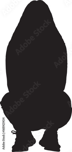 vector, silhouette of back view of a woman squatting
