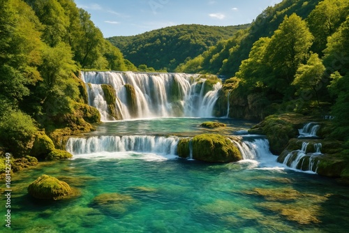 Majestic Waterfalls Flowing Through the Una River Region