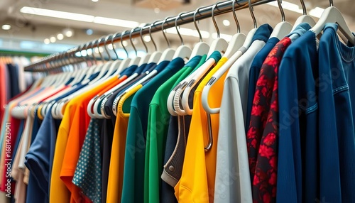 Wallpaper Mural Neatly arranged clothing on hangers in retail store, hangers, wardrobe Torontodigital.ca