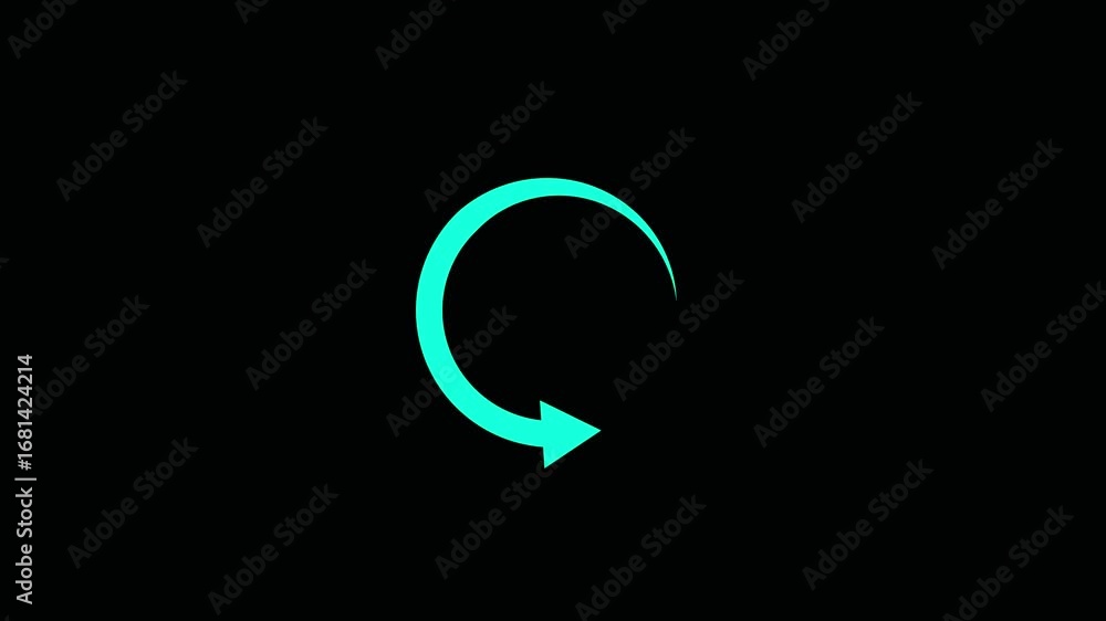 Circle arrow refresh and reload icon animation with loading progress.  black background loading bar 4k video digital creative loading bar abstract load
