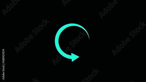 Circle arrow refresh and reload icon animation with loading progress.  black background loading bar 4k video digital creative loading bar abstract load
