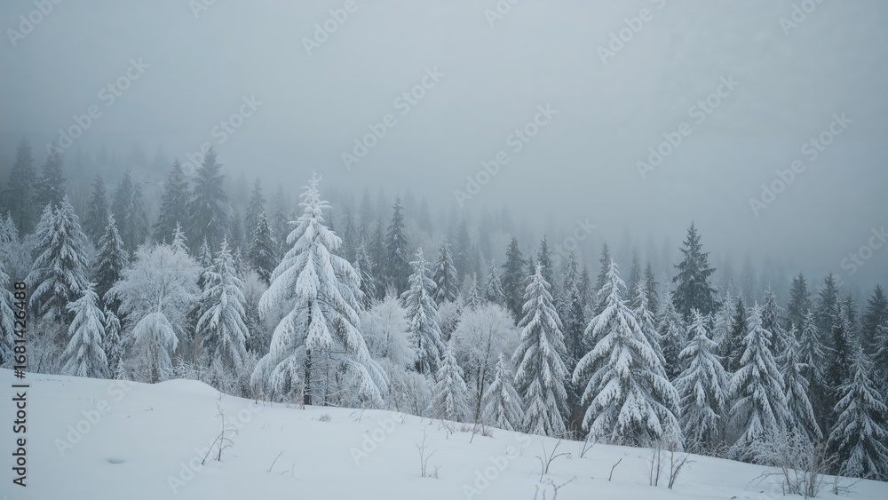 Obraz premium Chilly Winter Outdoors with Snow Coverage