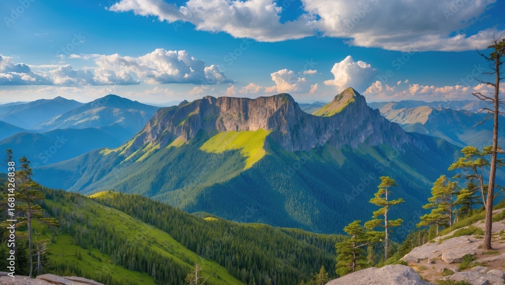 Fototapeta premium Panoramic view overlooking the hurricane ridge