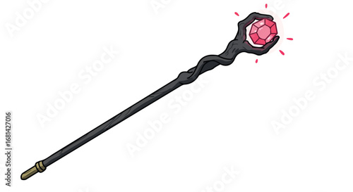Holding Crystal in Hand at Wand End on Plain Background <85 Chars