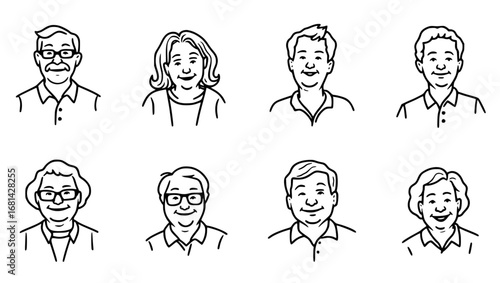 A collection of hand-drawn illustrations showcases a diverse set of smiling individuals, each with unique features and expressions, embodying the essence of human diversity and connection.