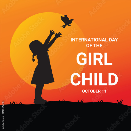 International Day of the Girl Child, silhouette of a girl reaching for a bird