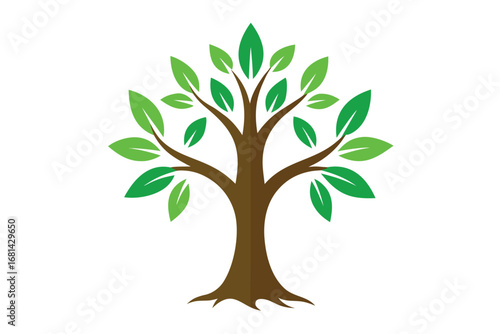 Stylized Tree Illustration Symbolizing Growth, Nature, and Environmental Sustainability Icon
