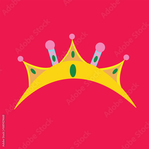 golden crown with red ribbon