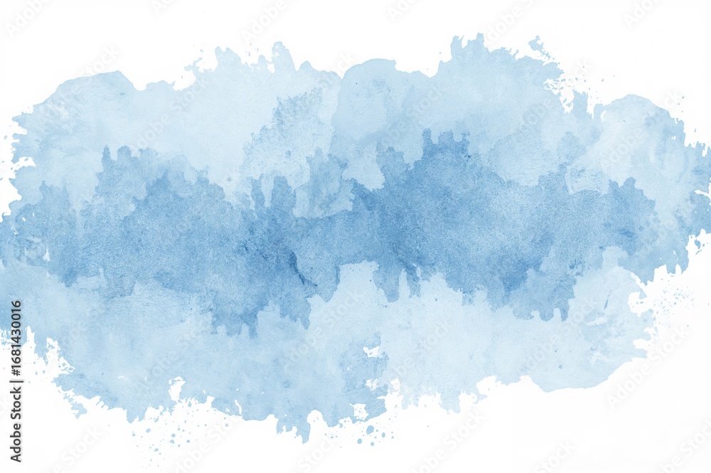 Obraz premium Hand-painted sky and light blue watercolor texture with brush strokes on a white backdrop with clipping path.